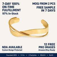 Bracelet jonc ouvert en acier inoxydable plaqué or 18 carats avec croix, personnalisable, prêt à expédier, pour femmes - Vente en gros