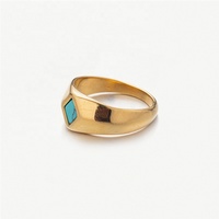 Nouvelle Collection 2025 Bague Minimaliste Géométrique en Acier Inoxydable 316L Plaqué Or 18K PVD, Bague Haute Couture avec Pierre Naturelle pour Fêtes et Soirées Femmes