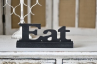 Panneau de table décoratif mot découpé personnalisé manger noir lettres en bois décoration maison rustique vente en gros usine lettres en bois autoportantes
