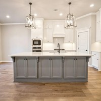 Lemari Dapur Kayu Oak Solid Modern Pintu Kayu Lapis-Tahan Air Multi-Fungsi Lipat Mudah Dibersihkan Pemasangan Mudah