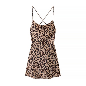 Nouvelles robes d'été décontractées pour femmes, mini, taille naturelle, respirantes et écologiques, imprimé léopard sexy - Product Image 1