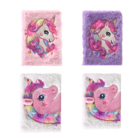 Neuheiten Pink Unicorn Plüsch A5 Schul notizbuch für Kinder Jotter Journal mit thermischer Bindung gedruckt Stil