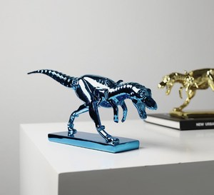 Escultura de estatuilla de Tiranosaurio <span class=keywords><strong>T</strong></span> <span class=keywords><strong>Rex</strong></span> de oro y plata metálica galvanizada color resina personalizada - Product Image 6