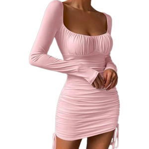 Abito estivo Sexy da donna attillato e <span class=keywords><strong>scollato</strong></span> da donna Mini abito a maniche lunghe con spalline laterali-Clubwear, abito da festa, abito <span class=keywords><strong>aderente</strong></span> - Product Image 2