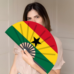 Abanicos Plegables de Bambú con la Bandera de Ghana al por Mayor, Abanico de Mano para Carnaval, Boda, Festival, Fiesta, Agencia de Viajes - Product Image 5