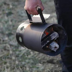 Allumeur de barbecue à charbon avec poignée <span class=keywords><strong>en</strong></span> <span class=keywords><strong>bois</strong></span>, accessoire de barbecue portable, allumeur de cheminée à charbon, allumeur de charbon - Product Image 3