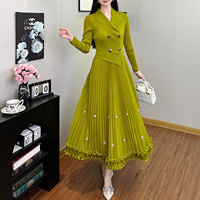 Nouvelle Collection 2026 : Robe Longue Plissée Élégante pour Femme – Vente en Gros Usine – Décoration Volants et Fronces – Tissu Naturel