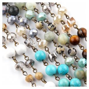 Moda hermosa mujer Festival regalo joyería collar piedra Natural cristal Rosario cadena soldado Cruz colgante collares - Product Image 4