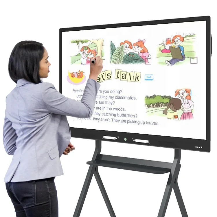 Pizarra blanca interactiva con pantalla táctil de 55 pulgadas, equipo educativo de laboratorio escolar para colegios