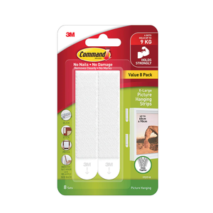 C Ommand 17217 Bandes de suspension extra-larges pour tableaux, blanches, lot de 4, pour décoration murale, cadres, œuvres d'art, galerie, crochets adhésifs - Product Image 1