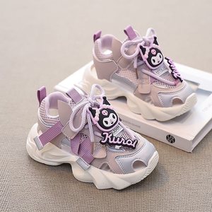 Sandalias de malla para niñas Kurai, transpirables, antideslizantes, planas, con tiras, para la playa, estilo veraniego para estudiantes - Product Image 4