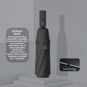 Nouveau Parapluie Pliant Semi-Automatique Renforcé à 8 Baleines et Double Nervure, Grande Taille pour Hommes, Double Usage Soleil Pluie Anti-UV en Acier - Product Image 4