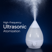 Humidificateur Électrique de Bureau à Brume Froide, Commande par Bouton, Capacité 2,5 L, en Plastique, Garantie 1 An, Utilisation Bureau et Maison, Stérilisation
