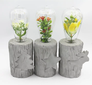 Nouveaux produits pour l'automne led lampe de chevet en béton avec herbe artificielle bleu ciel pur - Product Image 2