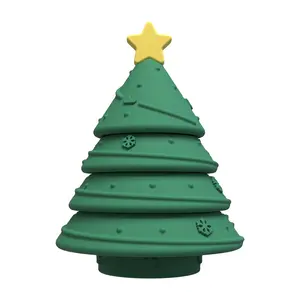 Wholesale 4 pcs silicone stacking toys for baby BPA free Christmas tree silicone educational toys baby teething toys