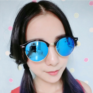 Kedun Retro Round Full Frame UV400 Rice <b>Stud</b> Color Film Reflective Sunglasses 4246 Fashion Trend Versatile - Product Image 2