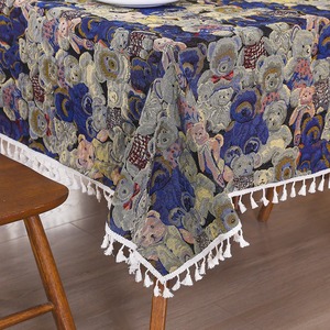 <span class=keywords><strong>Nappe</strong></span> <span class=keywords><strong>Jacquard</strong></span> Épaisse Imprimée Petit Ours Bleu Style Vintage <span class=keywords><strong>Français</strong></span> avec Macramé pour Événements et Fêtes – Vente en Gros - Product Image 5