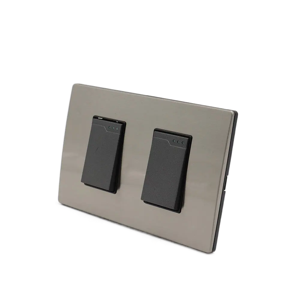 Good quality wholesale Two-bit single-control Stainless steel wire drawing panel decorative wall mount light switch