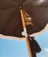 Parasols de plage portables en coton macramé bohème avec logo personnalisé, 6,5 pieds, 8 pieds, avec glands noirs, pour piscine, pique-nique, voyage en plein air