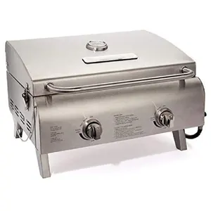 Hot Sale Chef's Style Portable Propane Tabletop Professional Gas Grill Two-Burner Stainless Steel BBQ Gas Grill