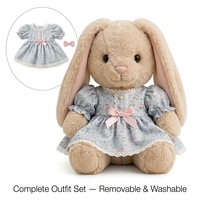 Peluche personnalisée en forme de lapin avec robe florale amovible, ensemble de tenue lavable en fourrure crème, jouet pour enfants, collection cadeau, vente en gros OEM