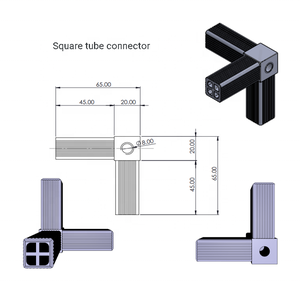 Conector de tubo cuadrado 20mm 25mm 30mm conector de plástico 2 vías <span class=keywords><strong>3</strong></span> vías 90 ángulo esquina tubo recto conector junta para aluminio - Product Image 3