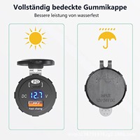 Enchufe USB Doble para Coche, Puerto de Carga Rápida QC 3.0, Tipo C PD, Enchufe Cargador para Coche con Voltímetro PD