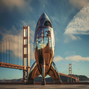 사용자 정의 거대한 야외 현대 공간 테마 아트 금속 거울 폴란드어 로켓 대형 스테인레스 스틸 만화 로켓 배 조각 - Product Image 5