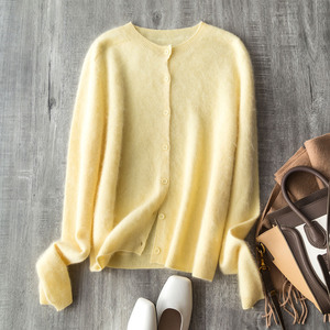CJ - Nouveau cardigan en <span class=keywords><strong>laine</strong></span> pour <span class=keywords><strong>femme</strong></span>, logo personnalisé, couleur unie, col rond, simple boutonnage, <span class=keywords><strong>pull</strong></span> en <span class=keywords><strong>laine</strong></span>, vente directe d'usine - Product Image 1