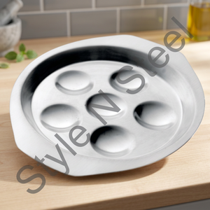 Plato de acero inoxidable para servir huevos, bandeja de acero inoxidable para postre profesional - Product Image 3