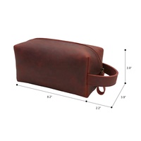 Sac de toilette vintage de grande taille en cuir véritable, portable, pour hommes et femmes, vente en gros