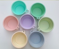 Bol pliable en silicone pour animaux de compagnie, motif uni, portable, pliable, pour nourriture et eau, pour les voyages, utilisation en extérieur, pour chiens
