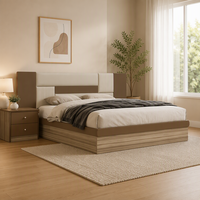 Ensembles de chambre à coucher de luxe en bois de style turc, lit double rembourré, cadre en bois moderne, taille king size, meubles de chambre à coucher pour la maison