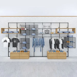 Affichage de meubles de magasin haut de gamme magasin de vêtements personnalisé présentoir de sol costume robe étagères en métal enlever les chaussures vitrine - Product Image 1