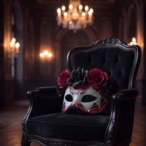 Masque demi-visage HLC Day of the <span class=keywords><strong>Dead</strong></span> Sugar Skull, masque gothique rouge et noir avec rose, masques <span class=keywords><strong>de</strong></span> carnaval mexicains pour Halloween Dia <span class=keywords><strong>De</strong></span> Los Muertos - Product Image 5