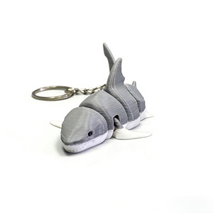 Llavero de Tiburón Blanco Móvil Impreso en 3D, Color Gris-Blanco, Juguete de Moda, Decoración Interior de Animal Realista - Product Image 3