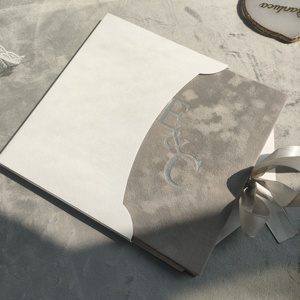 Suite d'invitations <span class=keywords><strong>de</strong></span> mariage personnalisées en velours gris avec monogramme en feuille d'argent, carte RSVP en acrylique <span class=keywords><strong>miroir</strong></span> doré, banquet <span class=keywords><strong>de</strong></span> mariage - Product Image 6