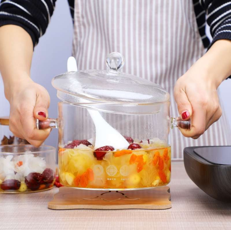 Полностью стеклянная кастрюля с крышкой, кастрюля для тушения, для супа, детского питания, наборы посуды для десерта