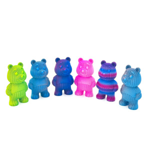 Services de fabrication plastique personnalisés en usine pour porte-clés mini-ours en peluche imprimé en 3D rose, texture crochetée dégradée, OEM - Product Image 4