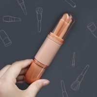 Kuas Makeup rambut Mini lembut dapat ditarik, alat kosmetik profesional Set kuas bedak longgar portabel 4 in 1 Foundation