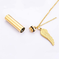 Collier pendentif urne moderne de luxe en acier inoxydable, étanche et durable, avec breloque aile d'ange