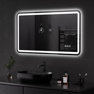 ZEPENG Modern Touch Große Anti-Fog-LED-Badezimmer Wand-Kosmetik spiegel Rechteckige rahmenlose digitale Spiegel 30*18 Zoll - Product Image 1