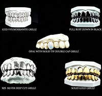 Grillz dentaire Hip Hop personnalisé en Argent S925, ensemble complet, texture diamantée, surface brossée et taillée, pour dents supérieures et inférieures