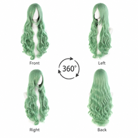 Peluca Larga Ondulada Verde Menta de Fábrica Directa, Resistente al Calor, de Pelo Sintético con Aspecto Natural, para Cosplay y Fiestas, Venta al por Mayor para Mujeres