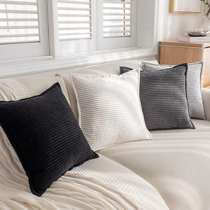 Housse de coussin carrée en velours côtelé couleur unie Homey, lavable, en polyester et coton, pour décoration de salon - Product Image 4