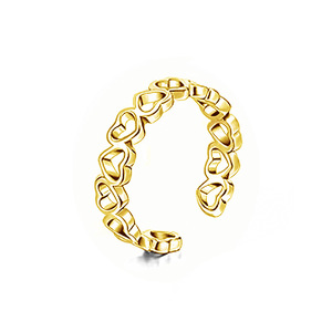 Waterproof Stainless Steel 18K <b>Gold</b> Plated Zircon Durable Heart Adjustable Open <b>Toe</b> <b>Rings</b> Stackable Summer Beach Foot Midi - Product Image 1