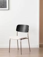 Chaise de salle à manger en acier inoxydable avec dossier en bois massif, design élégant, sans accoudoirs, avec coussin moelleux, idéale pour la maison, le bureau ou l'appartement – Vente en gros usine