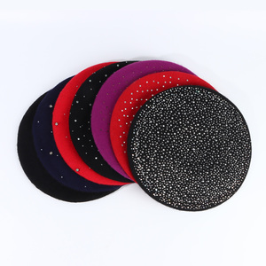 Mayoristas de boinas en China Boina de cuentas de lujo de alta calidad Boina de diamantes de imitación de lana de moda para mujeres - Product Image 2