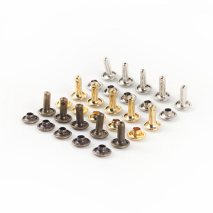 BF236 Rivet rond double face 5-10 mm, bouton plat en laiton, épingle en forme de dôme pour accessoires de maroquinerie - Product Image 1