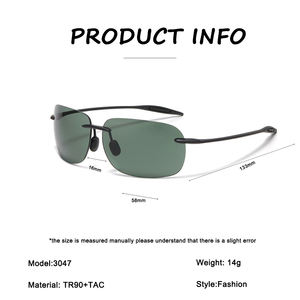 نظارات شمسية كلاسيكية من العلامة التجارية الساخنة للرجال نظارات رياضية بدون إطار TR90 بدون إطار نظارات شمسية مستقطبة مربعة نظارات واقية UV400 - Product Image 4